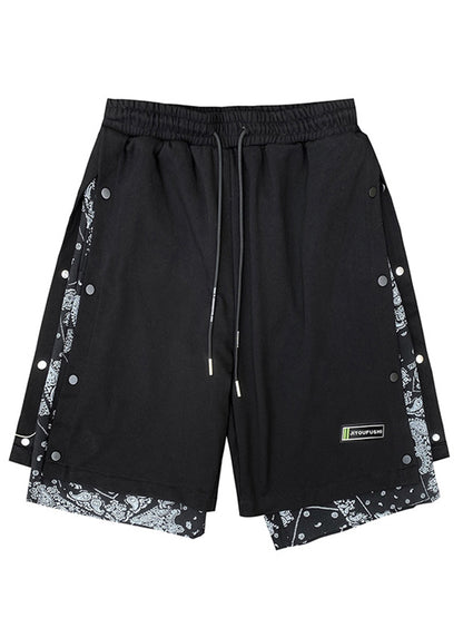 Avrin Men’s Hong Kong-Style Hip-Hop Shorts – Loose Flower-Stitch Cotton Streetwear