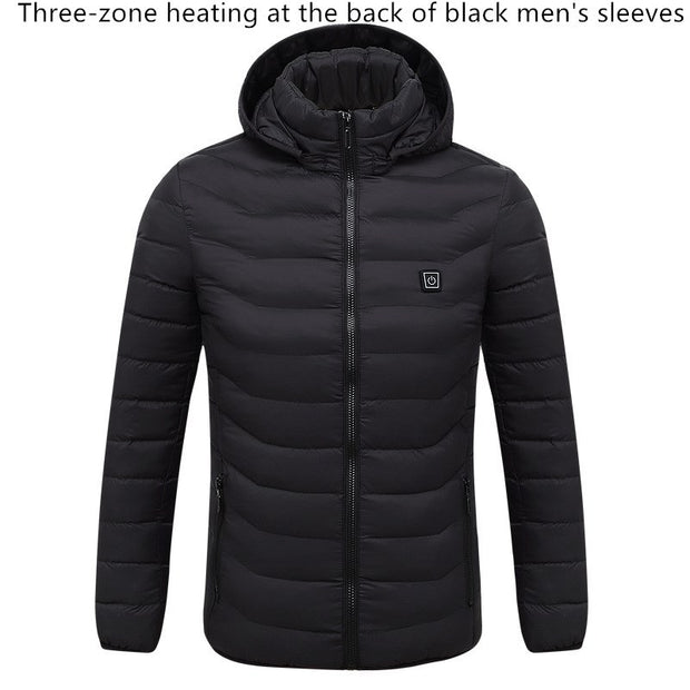 AVRIN Smart Heating Jacket – Men’s USB Heated Cotton Puffer Coat with Hood, Windproof Winter Jacket