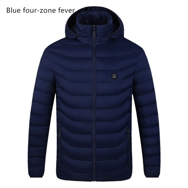 AVRIN Smart Heating Jacket – Men’s USB Heated Cotton Puffer Coat with Hood, Windproof Winter Jacket