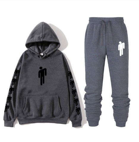 AVRIN Graphic Print Hoodie & Sweatpants Set – Unisex Hip-Hop Streetwear Tracksuit | Casual Winter Outfit