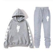 AVRIN Graphic Print Hoodie & Sweatpants Set – Unisex Hip-Hop Streetwear Tracksuit | Casual Winter Outfit