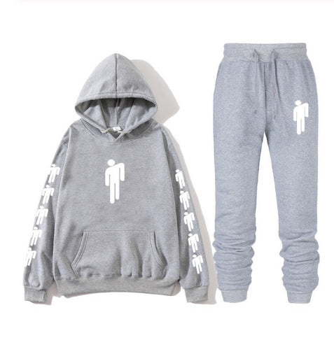 AVRIN Graphic Print Hoodie & Sweatpants Set – Unisex Hip-Hop Streetwear Tracksuit | Casual Winter Outfit