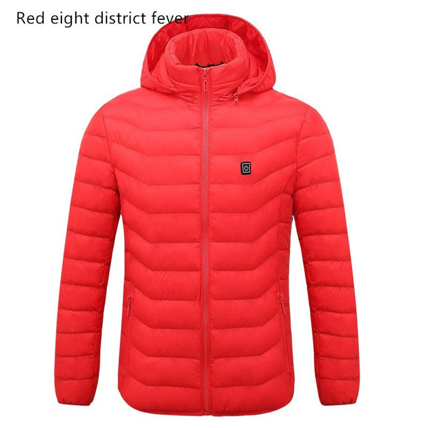 AVRIN Smart Heating Jacket – Men’s USB Heated Cotton Puffer Coat with Hood, Windproof Winter Jacket