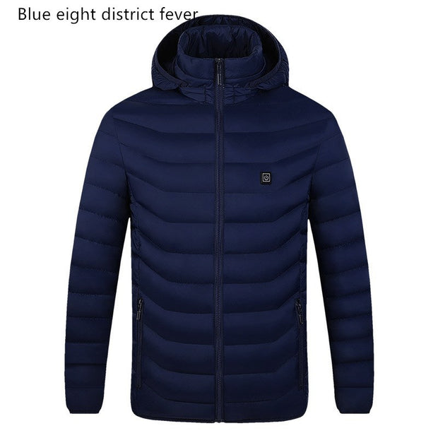 AVRIN Smart Heating Jacket – Men’s USB Heated Cotton Puffer Coat with Hood, Windproof Winter Jacket