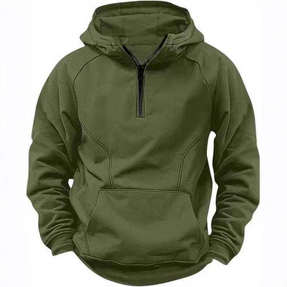 Avrin Men's Hooded Retro Distressed Sweater – Heavyweight Long Sleeve Quarter-Zip Hoodie