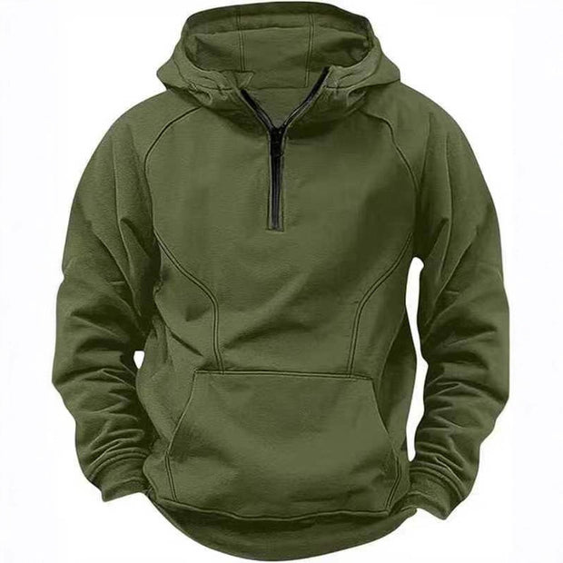 AVRIN Men's Hooded Retro Distressed Sweater – Heavyweight Long Sleeve Quarter-Zip Hoodie