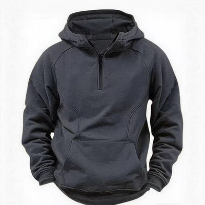 AVRIN Men's Hooded Retro Distressed Sweater – Heavyweight Long Sleeve Quarter-Zip Hoodie