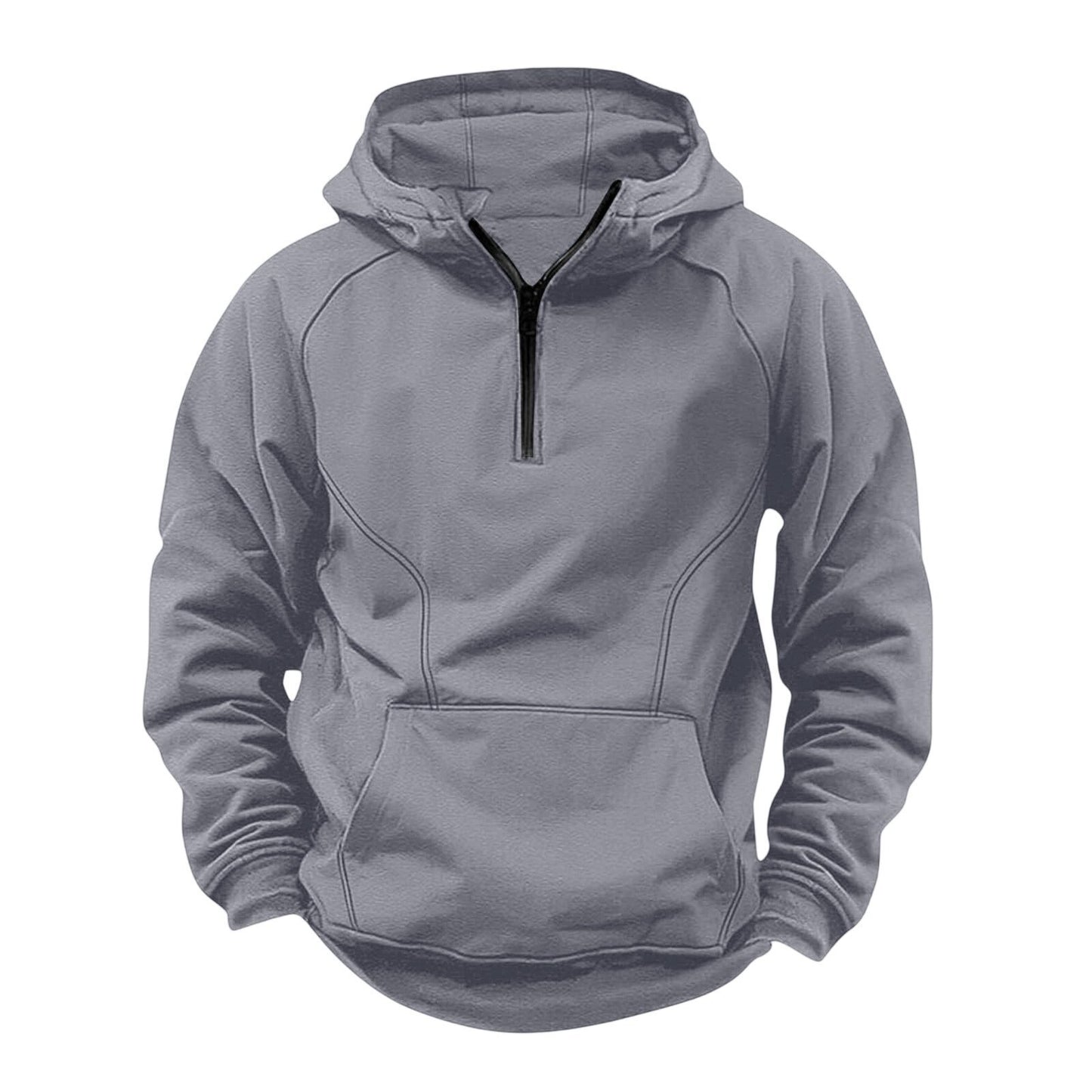 Avrin Men's Hooded Retro Distressed Sweater – Heavyweight Long Sleeve Quarter-Zip Hoodie