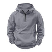 AVRIN Men's Hooded Retro Distressed Sweater – Heavyweight Long Sleeve Quarter-Zip Hoodie