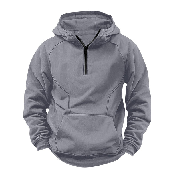 AVRIN Men's Hooded Retro Distressed Sweater – Heavyweight Long Sleeve Quarter-Zip Hoodie