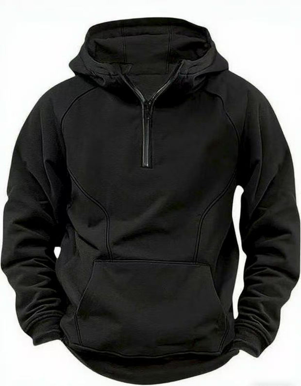 AVRIN Men's Hooded Retro Distressed Sweater – Heavyweight Long Sleeve Quarter-Zip Hoodie