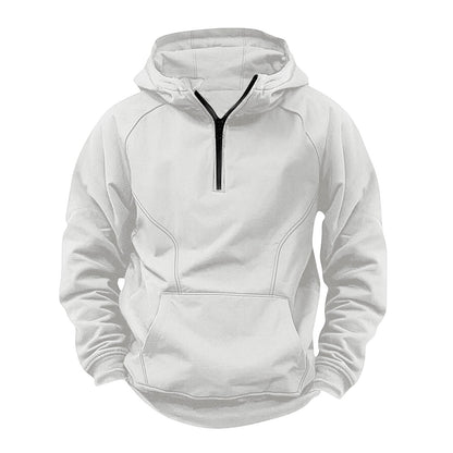 Avrin Men's Hooded Retro Distressed Sweater – Heavyweight Long Sleeve Quarter-Zip Hoodie