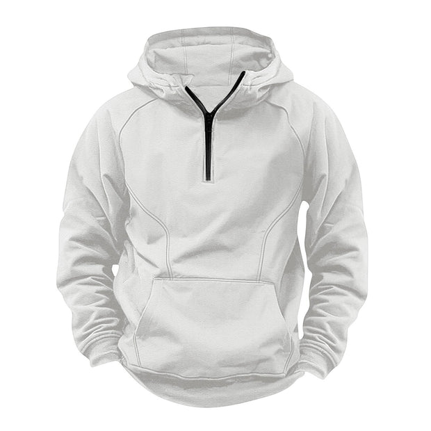 AVRIN Men's Hooded Retro Distressed Sweater – Heavyweight Long Sleeve Quarter-Zip Hoodie