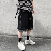 AVRIN Men’s Hong Kong-Style Hip-Hop Shorts – Loose Flower-Stitch Cotton Streetwear