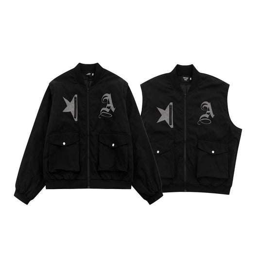 Avrin Men’s Thick Baseball Jacket with Detachable Sleeves – Warm Cotton Varsity Coat | Winter Streetwear