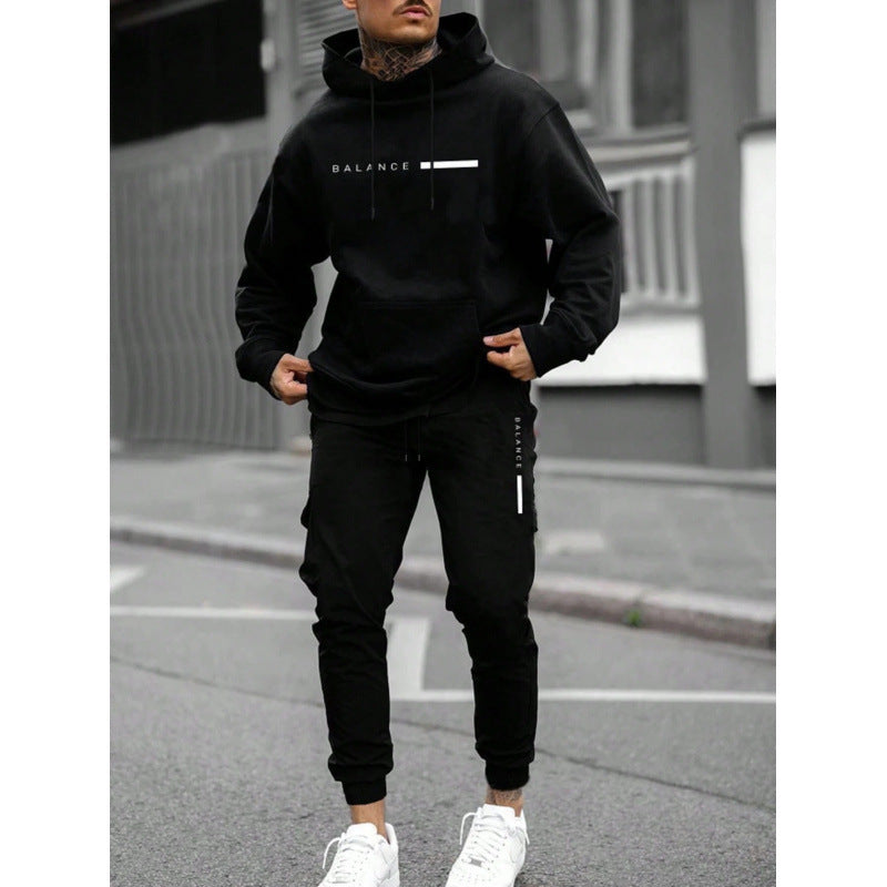 Avrin Men’s Pullover Hoodie & Jogger Set – Loose Printed Sweater Tracksuit