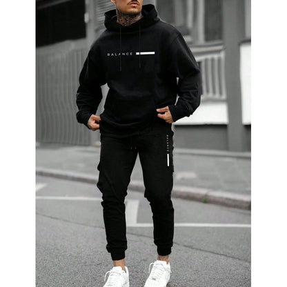 Avrin Men’s Pullover Hoodie & Jogger Set – Loose Printed Sweater Tracksuit