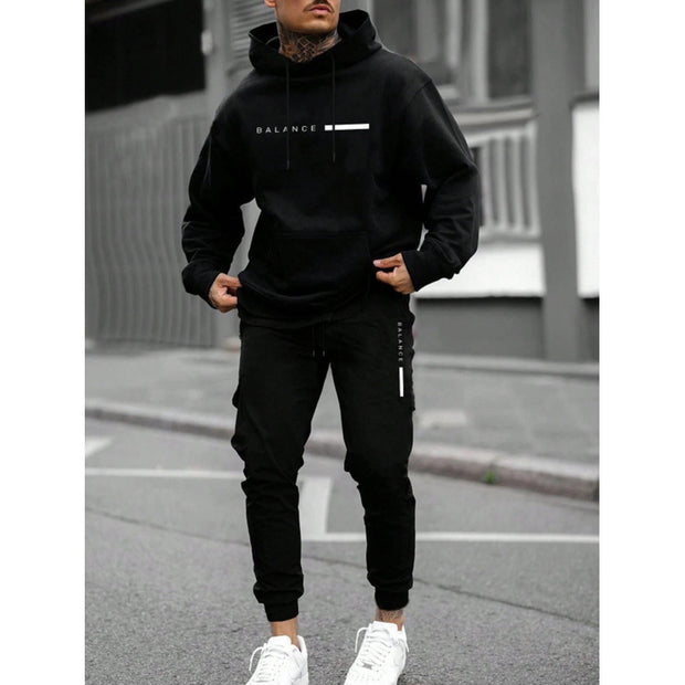 AVRIN Men’s Pullover Hoodie & Jogger Set – Loose Printed Sweater Tracksuit