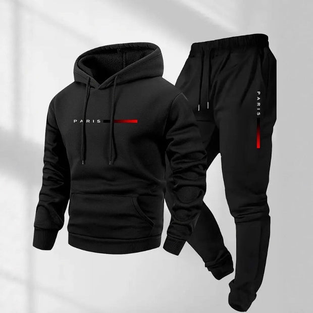 AVRIN Men’s Pullover Hoodie & Jogger Set – Loose Printed Sweater Tracksuit